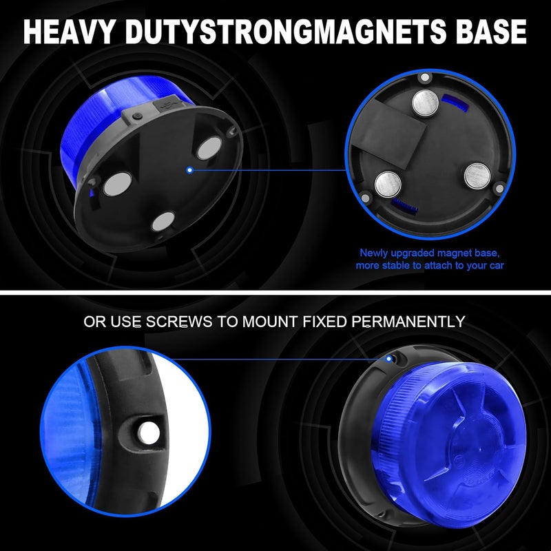 AnTom Magnetic Wireless Strobe Light, Waterproof Rechargeable Blue LED Beacon Lights for Trucks, Vehicle Emergency Flashing Warning, forklifts,Tractors,Golf Carts,Cars - Image 3